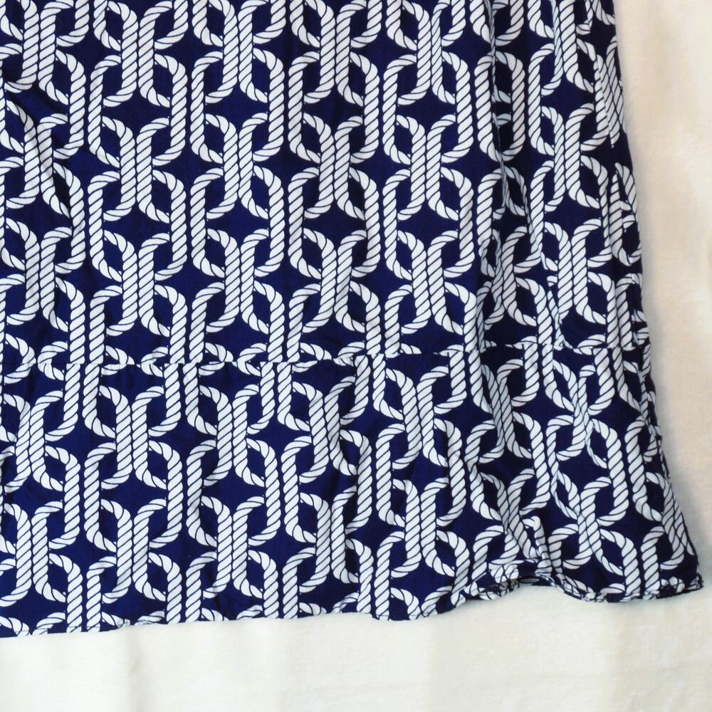 Escapada Dress Womens L Blue Geometric Rope Print Sleeveless Sundress Nautical - Picture 7 of 11